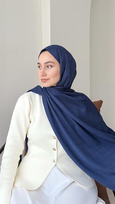 Dalya İpeksi Jakar Şal - Lacivert