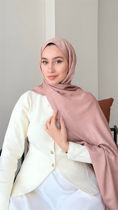 Dalya İpeksi Jakar Şal - Soft Pudra