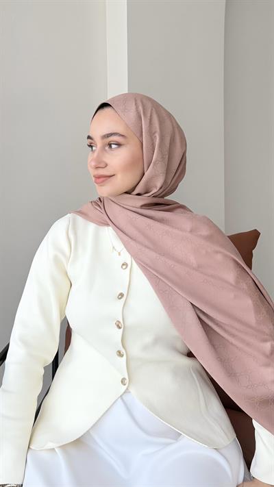 Dalya İpeksi Jakar Şal - Soft Pudra