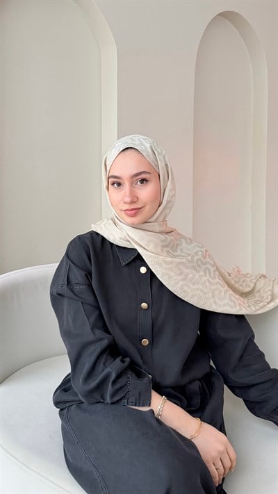 Elsa Shine İpeksi Pamuk Jakar Şal - Bej