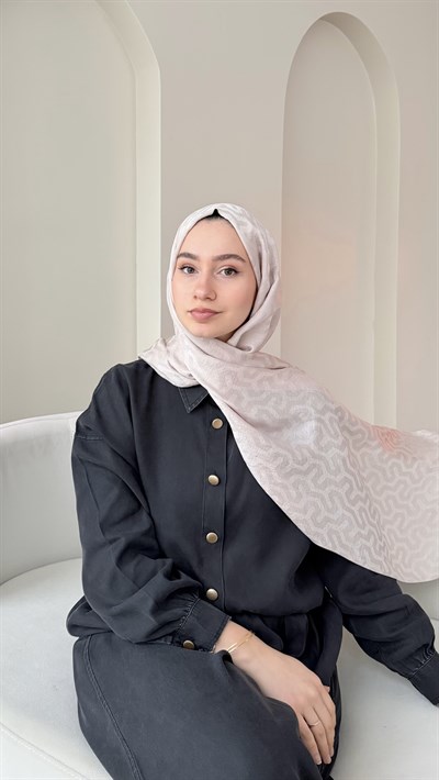 Elsa Shine İpeksi Pamuk Jakar Şal - Pudra
