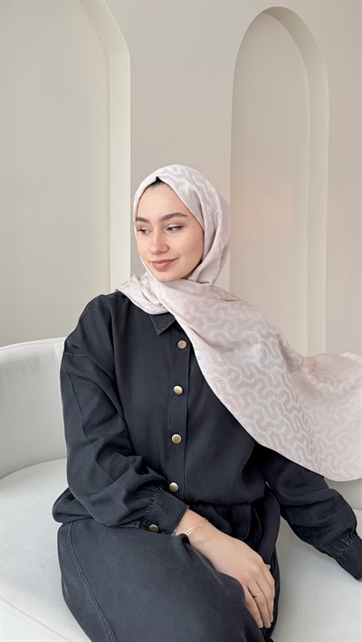 Elsa Shine İpeksi Pamuk Jakar Şal - Pudra