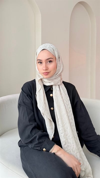 Elsa Shine İpeksi Pamuk Jakar Şal - Taş