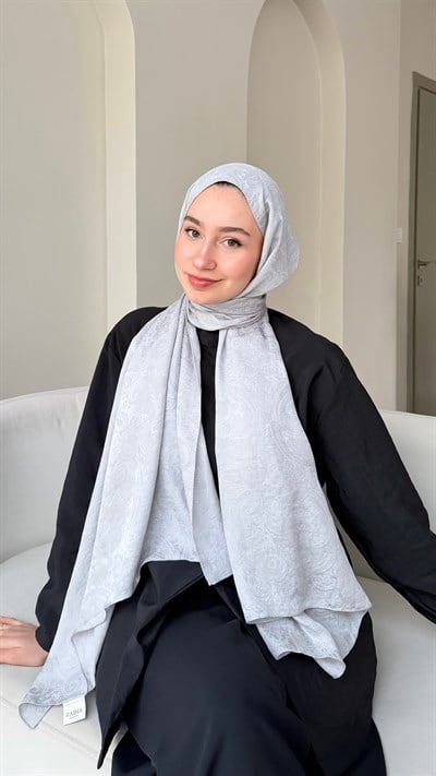Etnika İpeksi Pamuk Jakar Şal - Gümüş