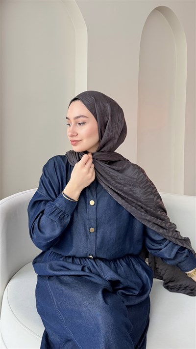 Feriha İpeksi Pamuk Jakar Şal - Antrasit