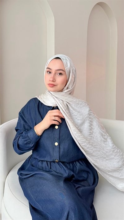 Feriha İpeksi Pamuk Jakar Şal - Taş