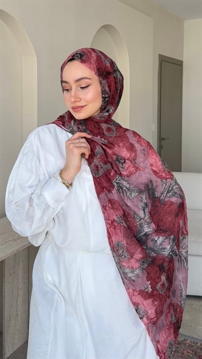 Flora Comfort Kraş Şal - Gül Kurusu