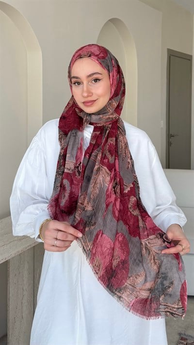 Flora Comfort Kraş Şal - Pembe & Vizon
