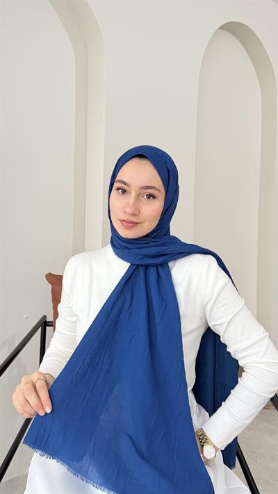 Leila Modal Pamuk Şal - Açık Lacivert