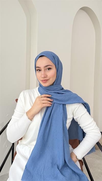Leila Modal Pamuk Şal - Mavi