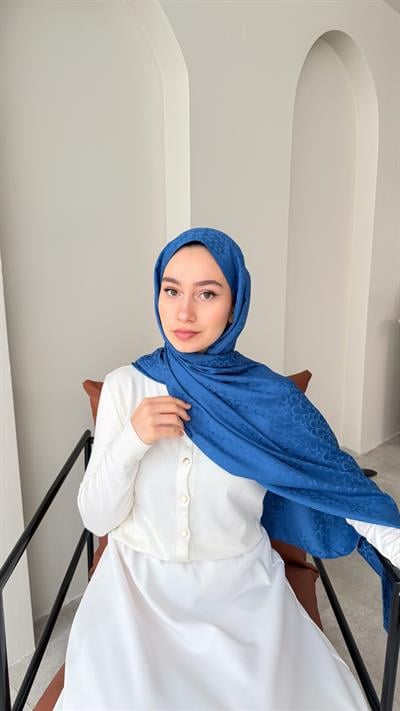Liva İpeksi Jakar Şal - Açık Lacivert
