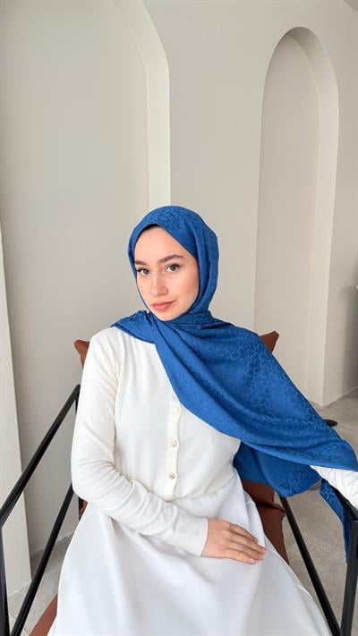Liva İpeksi Jakar Şal - Açık Lacivert