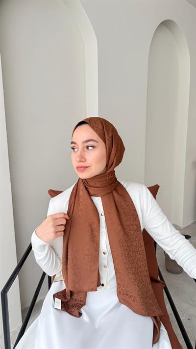 Liva İpeksi Jakar Şal - Kızıl Kahve