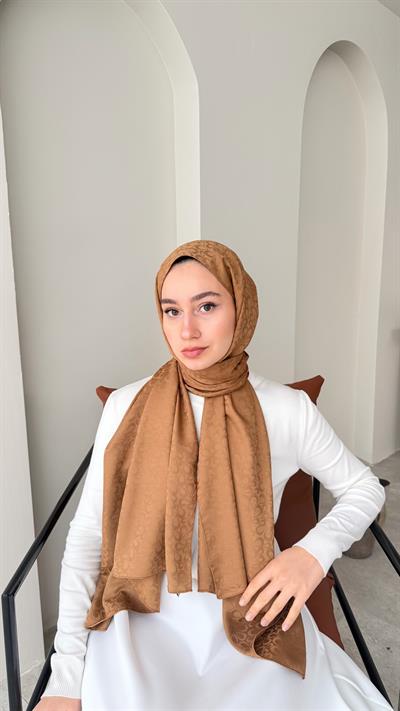 Liva İpeksi Jakar Şal - Odunsu Kahve