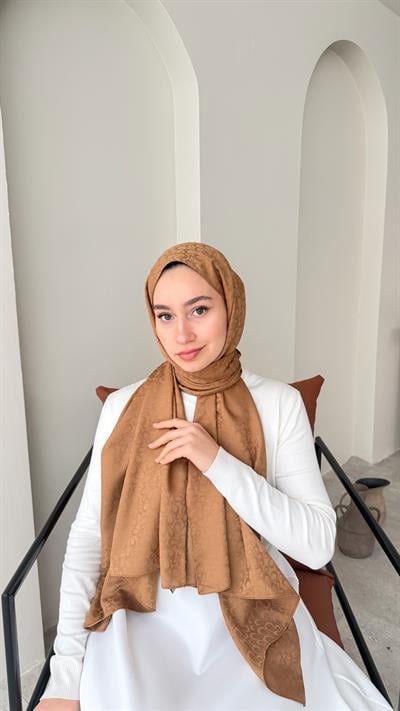 Liva İpeksi Jakar Şal - Odunsu Kahve