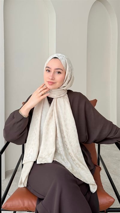 Liza İpeksi Pamuk Jakar Şal - Bej