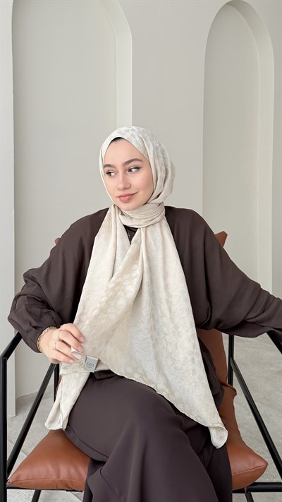 Liza İpeksi Pamuk Jakar Şal - Bej