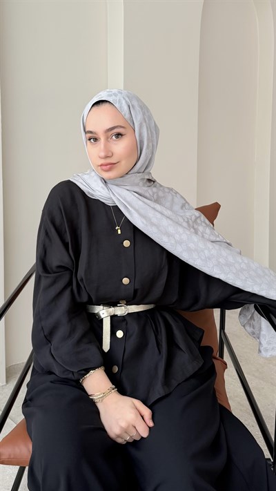 Liza İpeksi Pamuk Jakar Şal - Gümüş