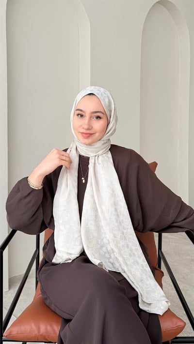 Liza İpeksi Pamuk Jakar Şal - Taş