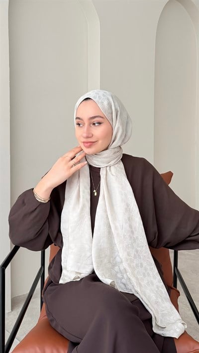 Liza İpeksi Pamuk Jakar Şal - Taş