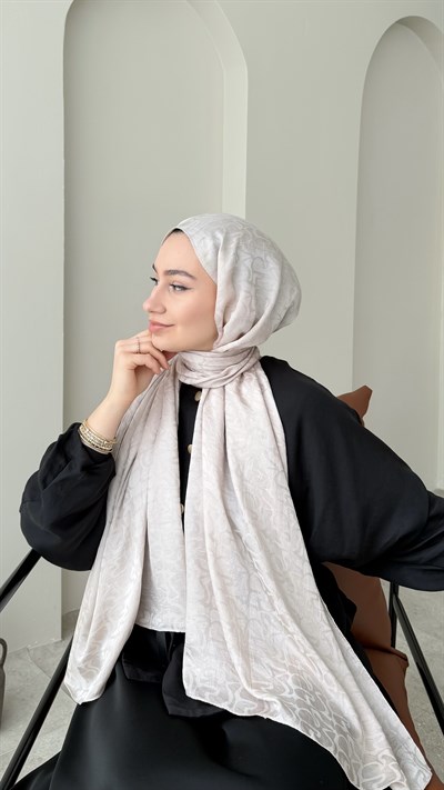 Mona İpeksi Pamuk Jakar Şal - Pudra