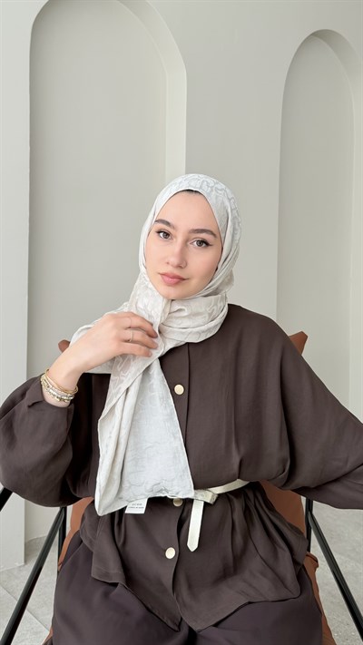 Mona İpeksi Pamuk Jakar Şal - Taş