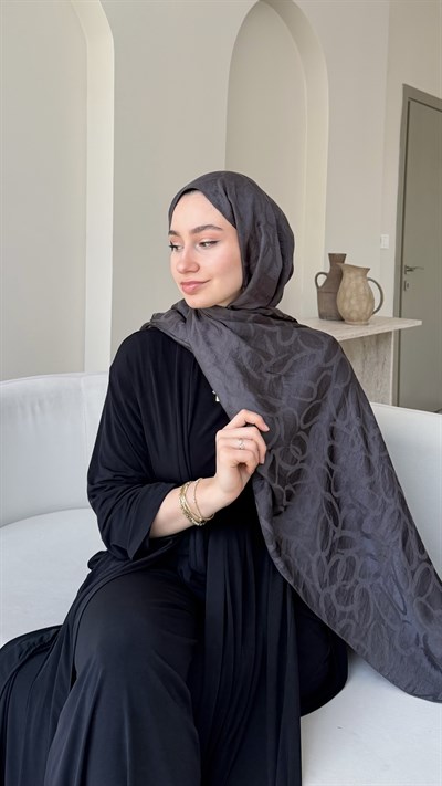 Melin İpeksi Pamuk Jakar Şal - Antrasit