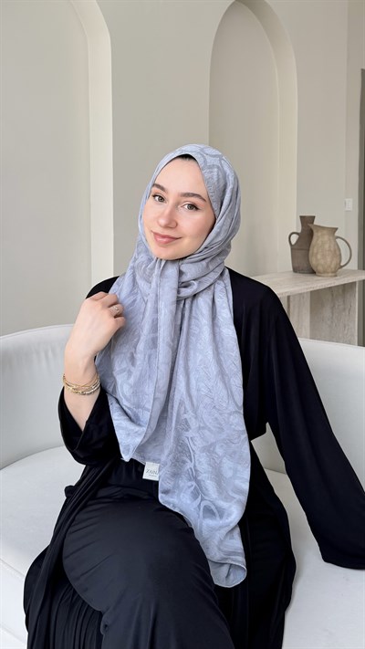 Melin İpeksi Pamuk Jakar Şal - Gümüş
