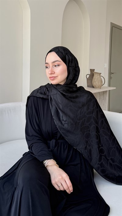 Melin İpeksi Pamuk Jakar Şal - Siyah