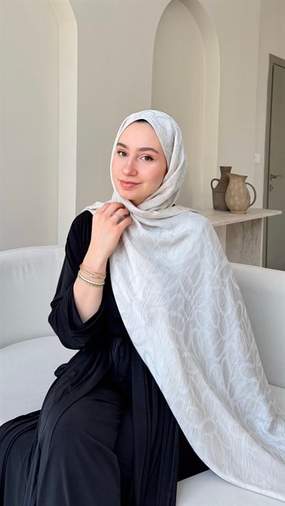 Melin İpeksi Pamuk Jakar Şal - Taş