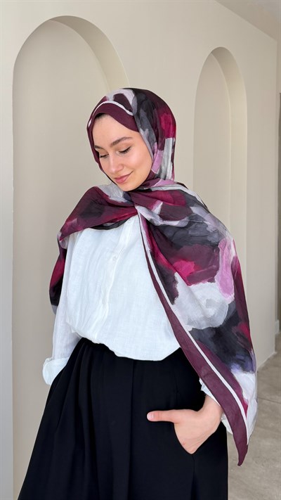 Mirel Bambu Kraş Şal - Bordo