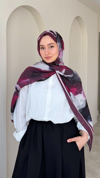 Mirel Bambu Kraş Şal - Bordo