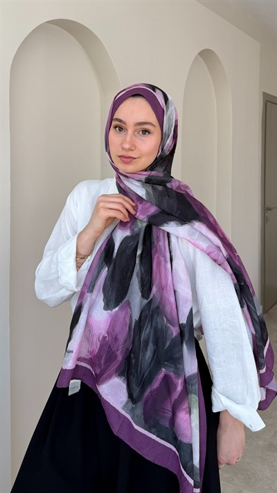 Mirel Bambu Kraş Şal - Eflatun