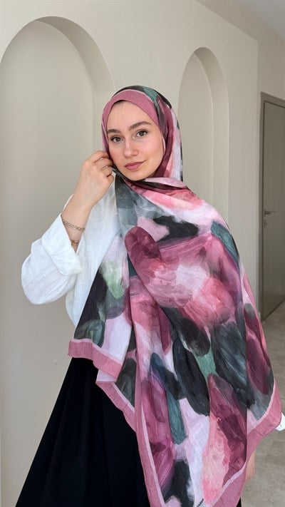 Mirel Bambu Kraş Şal - Gül Kurusu