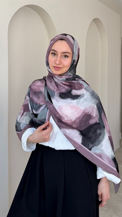 Mirel Bambu Kraş Şal - Pembemsi Vizon