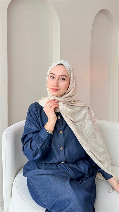 Moon Shine İpeksi Pamuk Jakar Şal - Bej