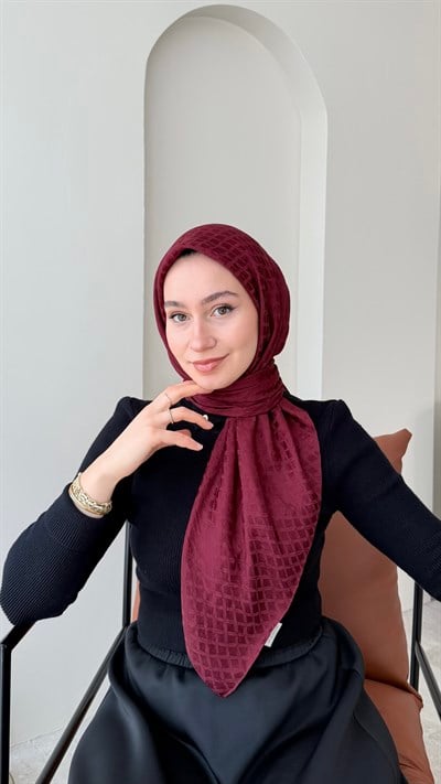 Tina Pamuk Jakar Eşarp - Bordo