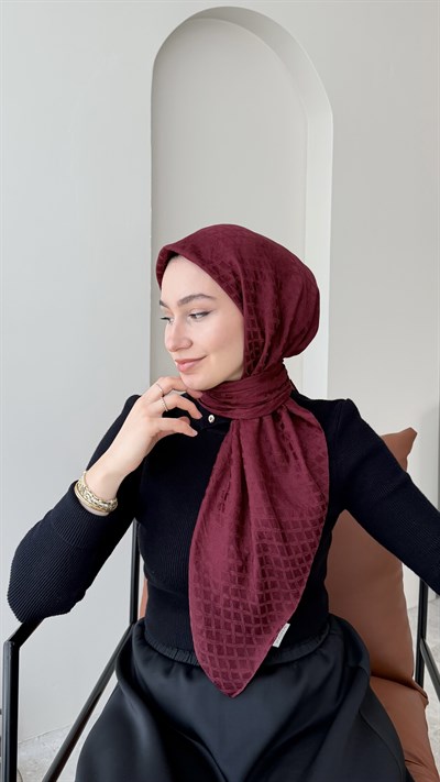 Tina Pamuk Jakar Eşarp - Bordo