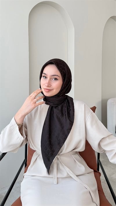 Parla Pamuk Jakar Eşarp - Koyu Kahve