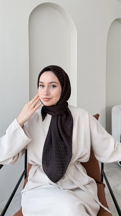 Tina Pamuk Jakar Eşarp - Koyu Kahve