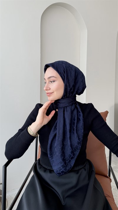 Parla Pamuk Jakar Eşarp - Lacivert
