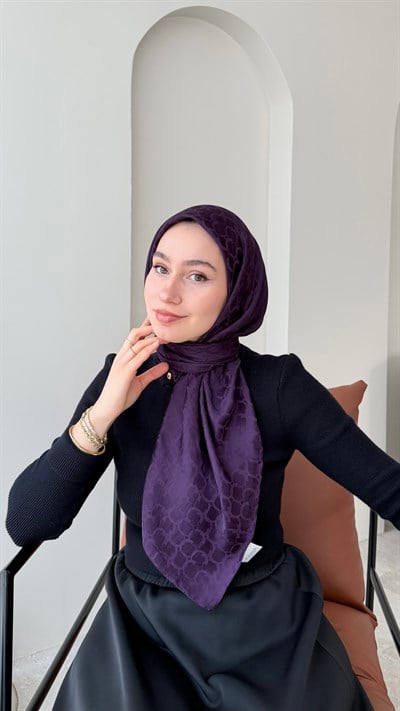 Parla Pamuk Jakar Eşarp - Mor