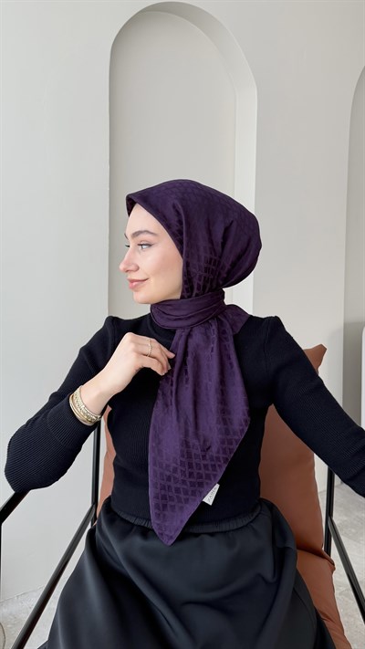 Tina Pamuk Jakar Eşarp - Mor