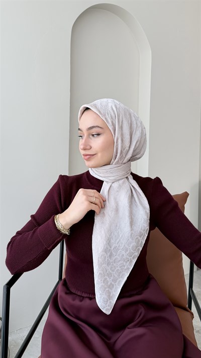 Parla Pamuk Jakar Eşarp - Pudra