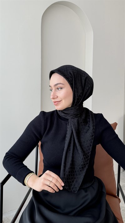 Tina Pamuk Jakar Eşarp - Siyah