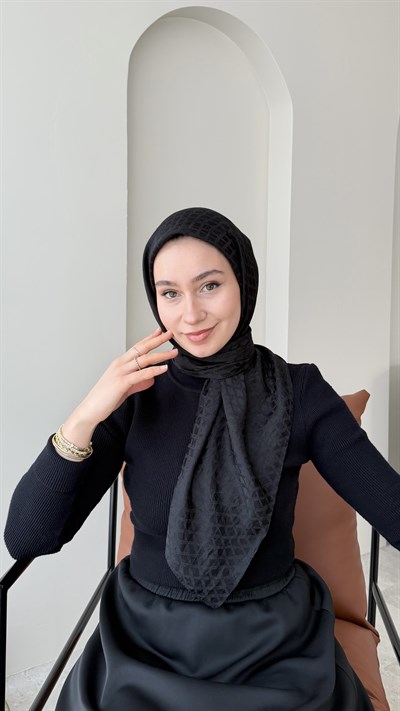 Tina Pamuk Jakar Eşarp - Siyah