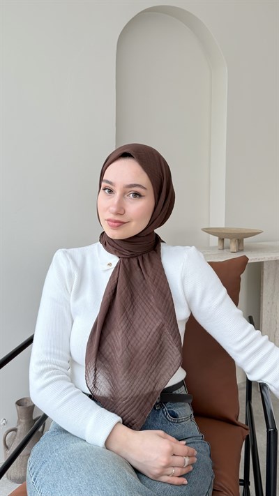Perla Müslin Eşarp - Koyu Kahve