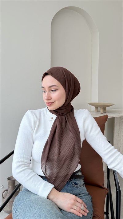 Perla Müslin Eşarp - Koyu Kahve