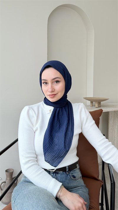 Perla Müslin Eşarp - Lacivert