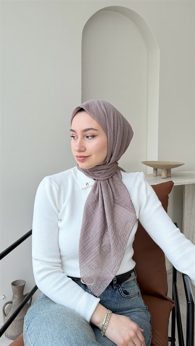 Perla  Müslin Eşarp - Pembemsi Vizon